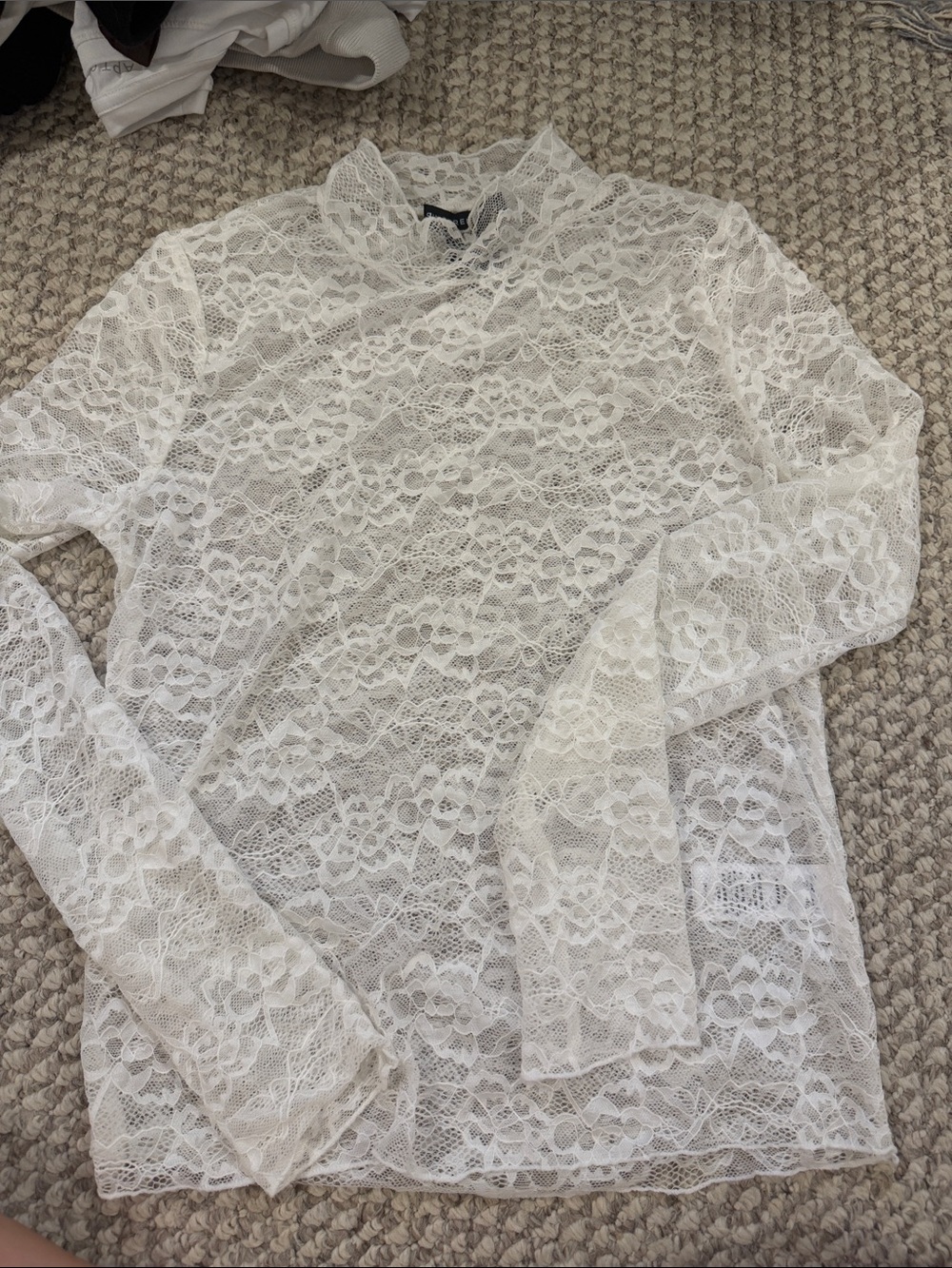Never worn Sincerly Jules White Lace Long-Sleeve Top